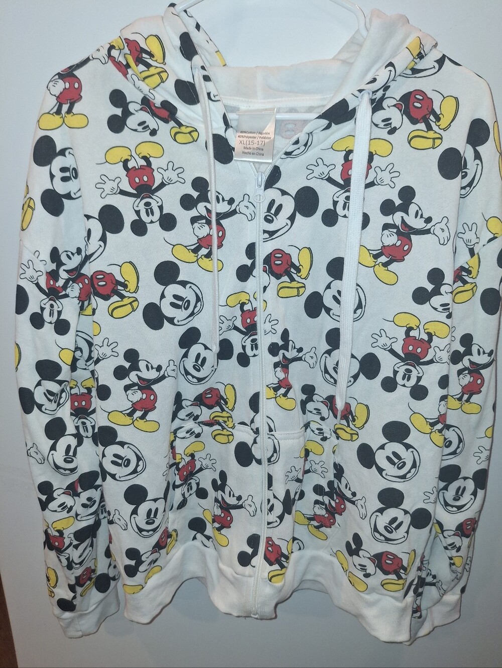 Juniors White Mickey Mouse Zip-Up Hoodie